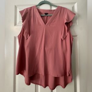 Ann Taylor Dusty Rose Ruffle Sleeve V-Neck Camisole